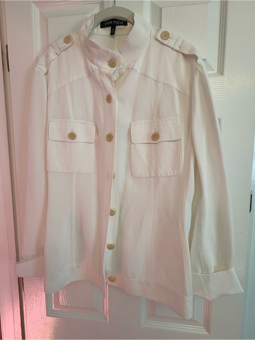 Anne Klein Ivory Utility Jacket with Button Front